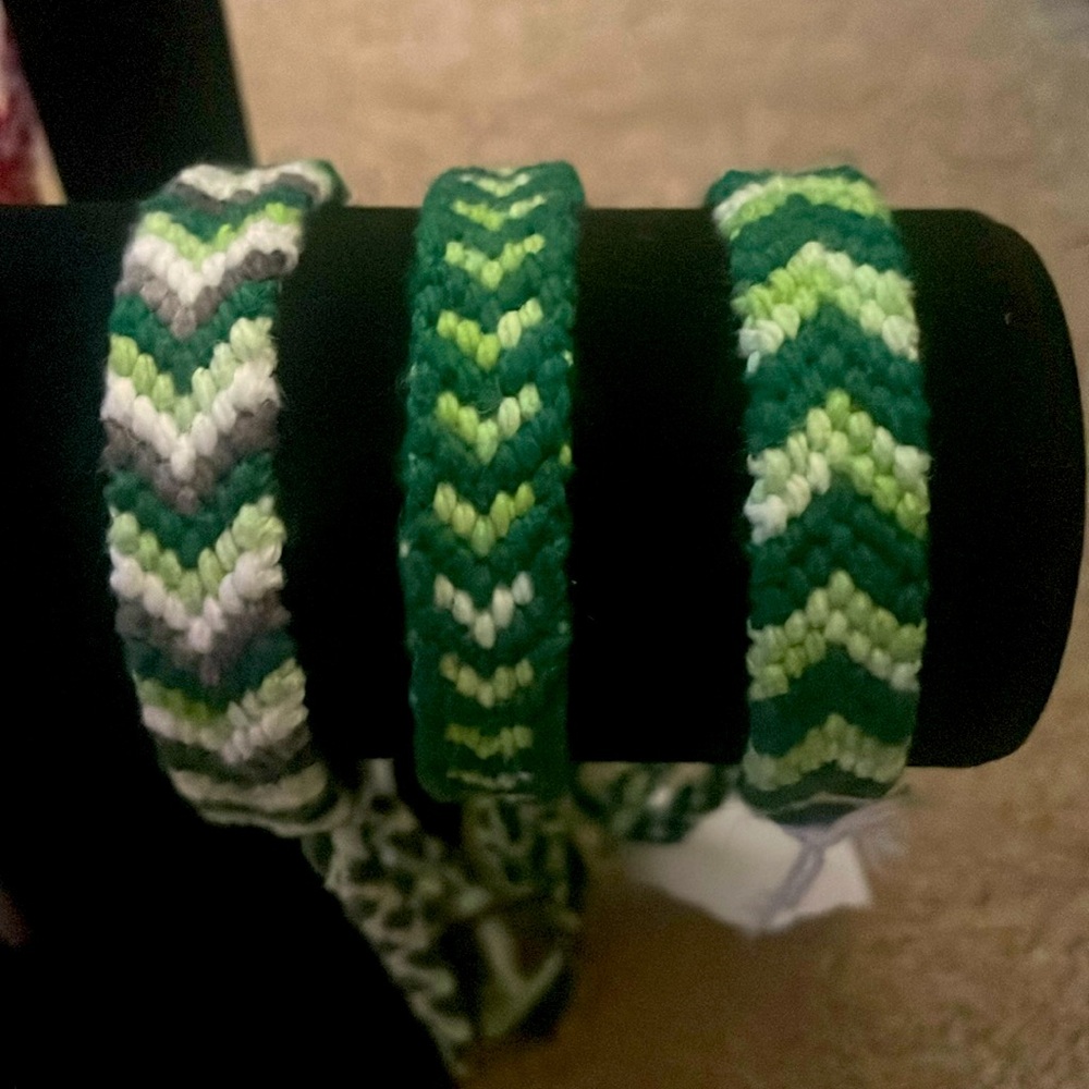 Bundle of Handwoven Green Bracelets - Picture 1 of 4